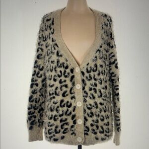 POL Black and Cream Knit Cardigan Size Large